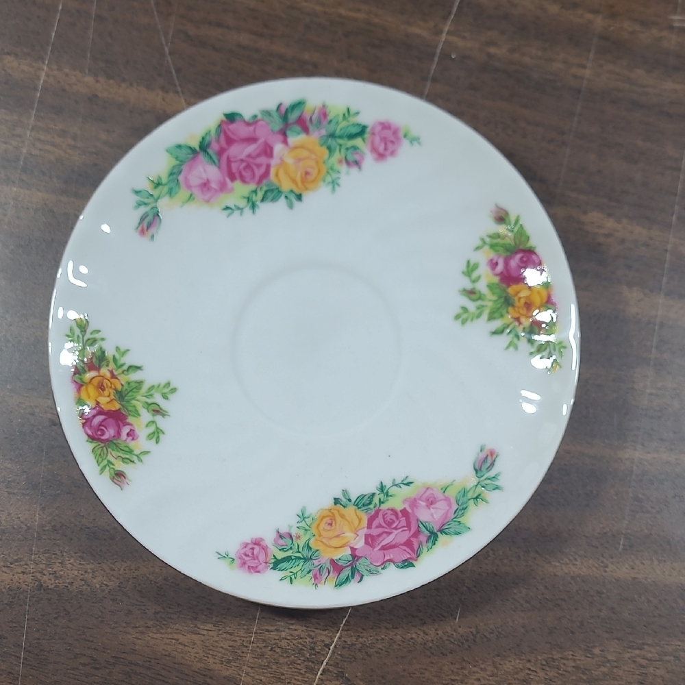 Regent China English Rose SAUCER ONLY Gold Trim Various Rose Color Flowers